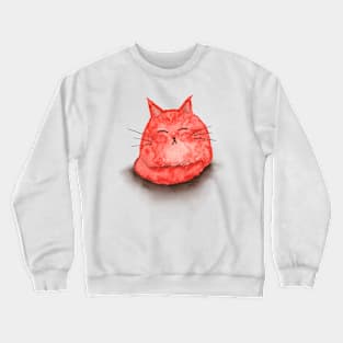 Sleepy Loaf Blob Cat in Red - Hand Painted in Watercolour Crewneck Sweatshirt